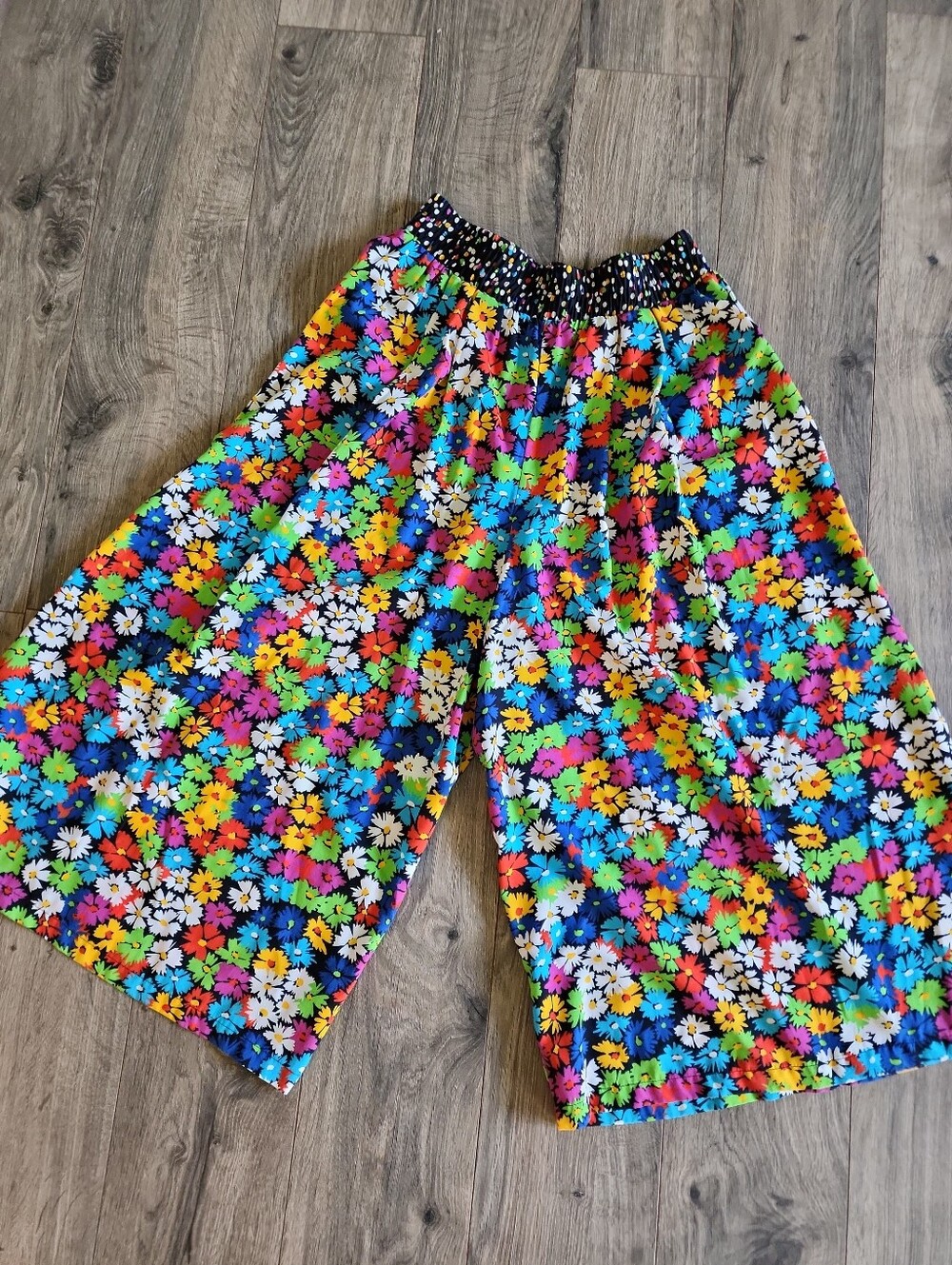 Studio 199 Floral Rainbow Culottes Gaucho Pants Whimsy Maximalist USA Pop Art PL